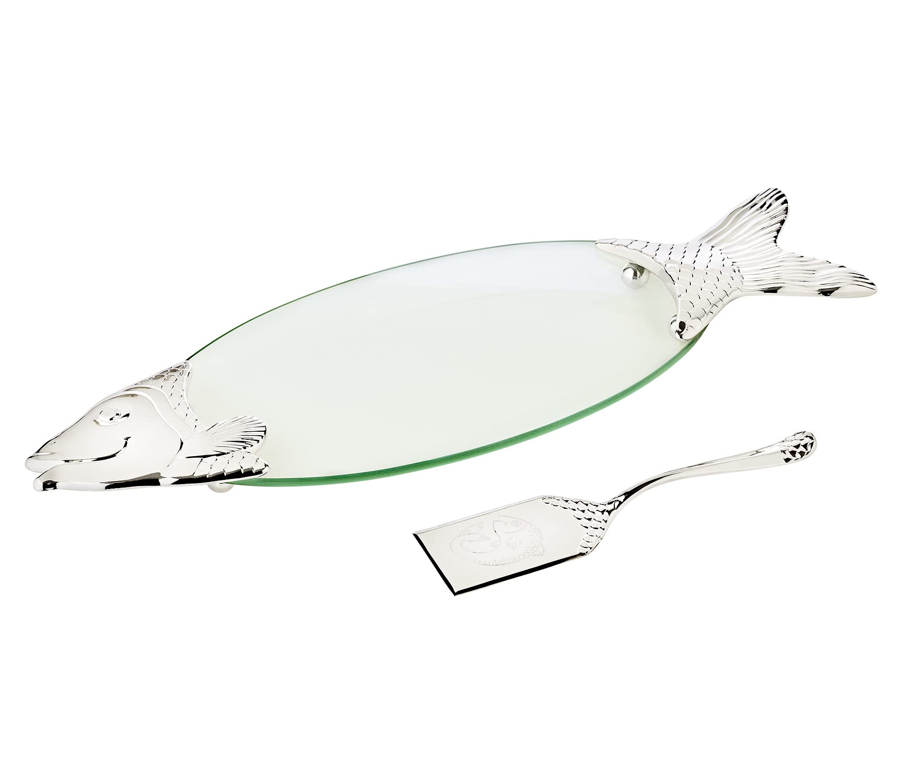 edzard-mista-fischplatte-salmon-58-cm-glas-mit-heber-versilbert image 1