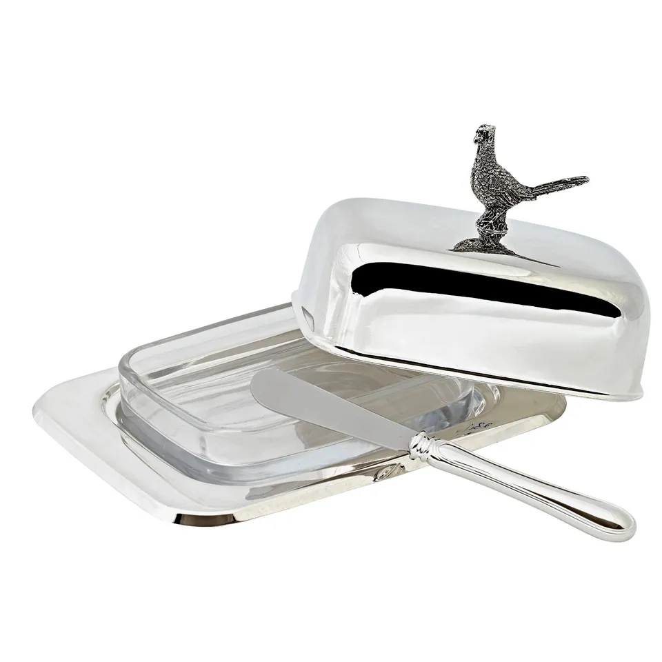 edzard-fasan-butterdose-250-g-versilbert-mit-messer-18-cm image 1