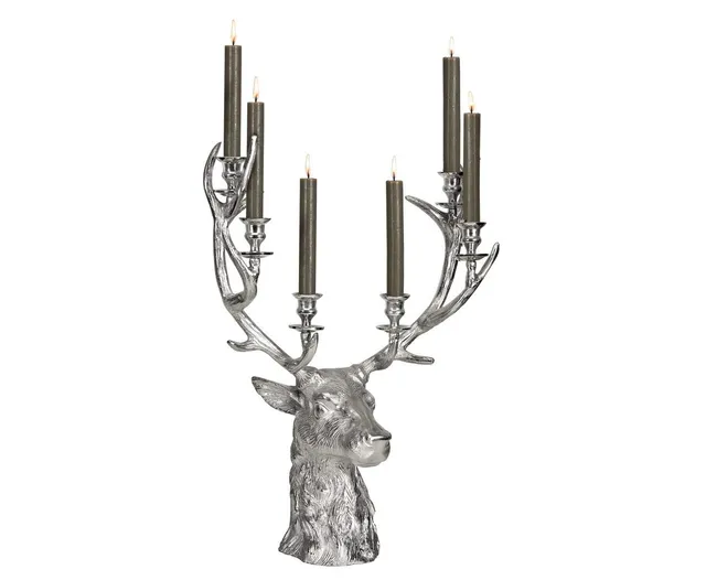 edzard-richard-kerzenleuchter-hirsch-65-cm-silber image 1