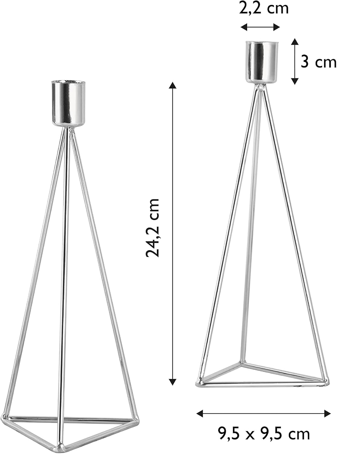 echtwerk-modern-big-kerzenhalter-metall-2tlg-silber-geometrisch image 2