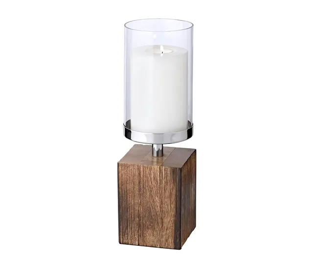 edzard-meo-windlicht-31-cm-edelstahl-holz-glas image 1