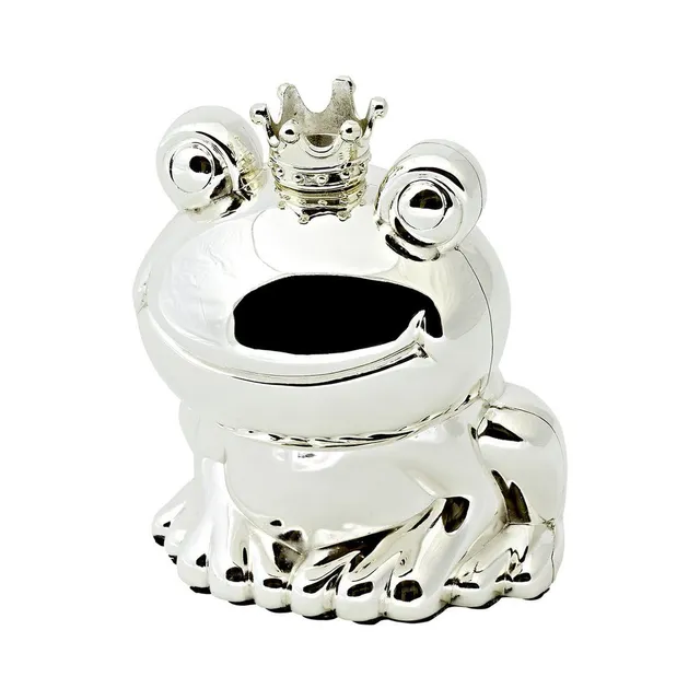 edzard-bert-froschk-nig-spardose-9-cm-versilbert-taufgeschenk image 1