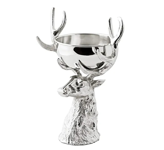 edzard-richard-schale-33-cm-aluminium-hirschkopf-silber-optik image 1