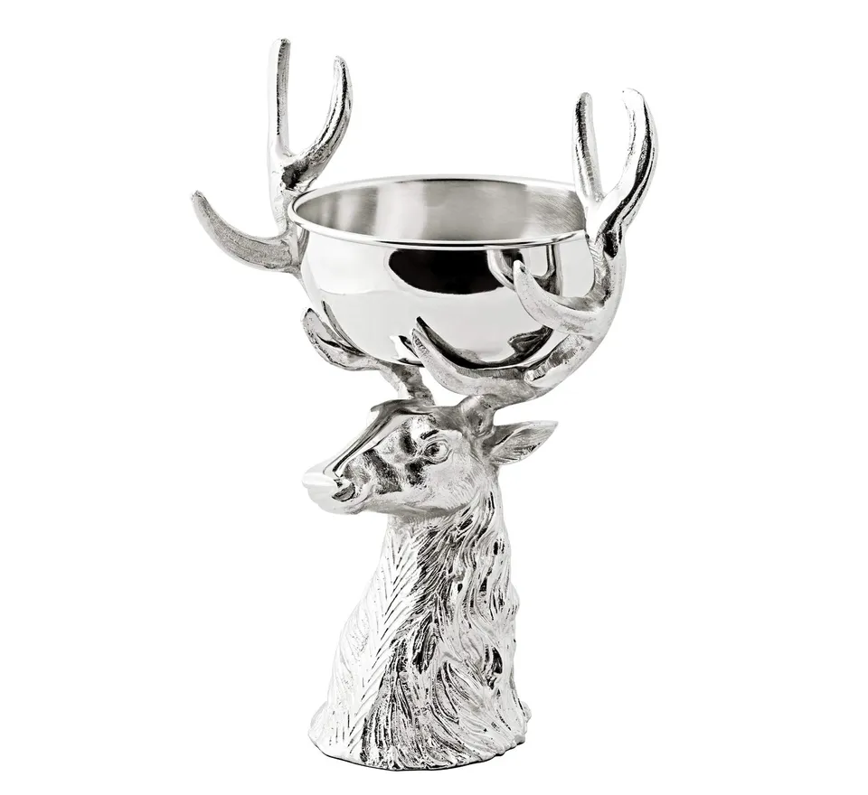 edzard-richard-schale-33-cm-aluminium-hirschkopf-silber-optik image 1
