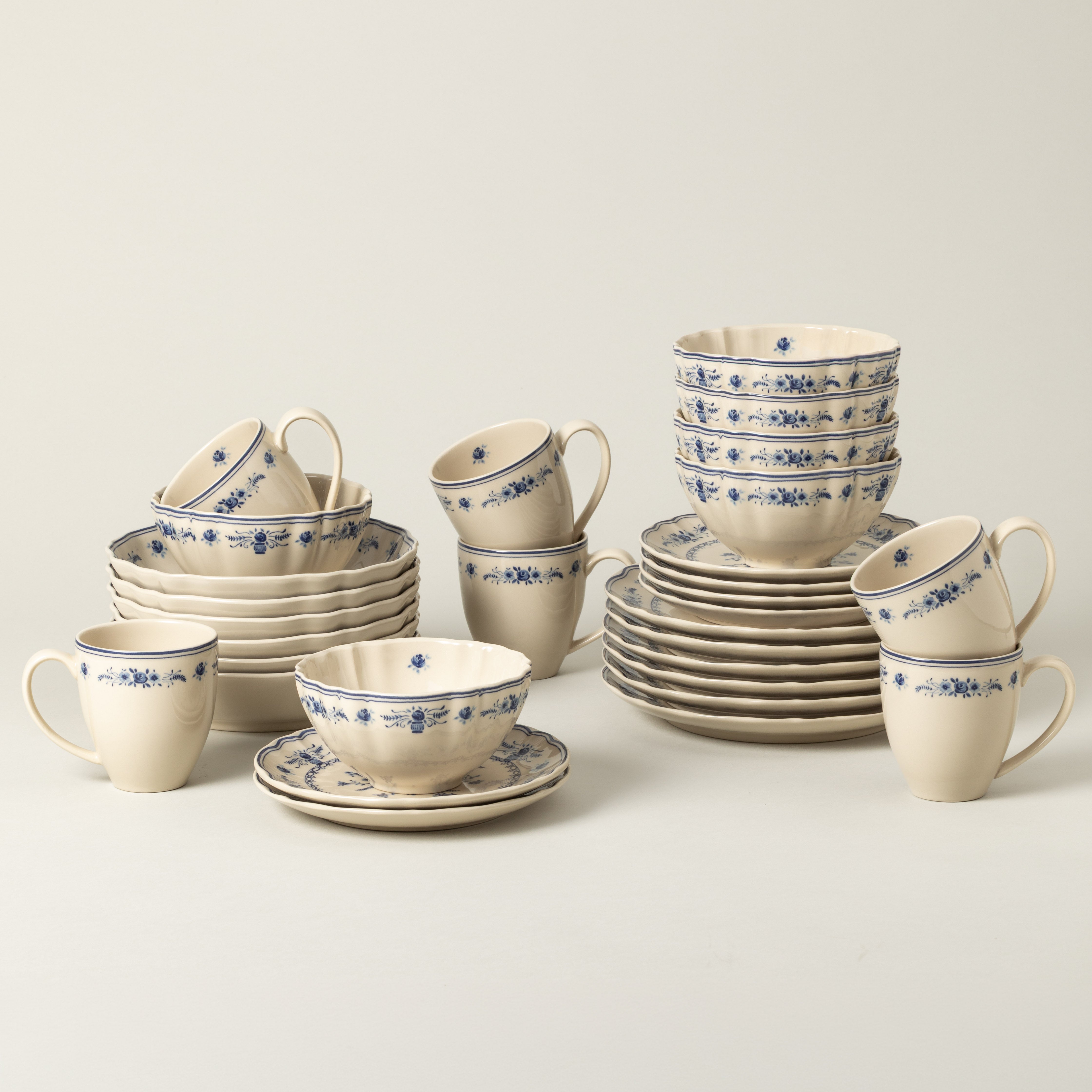 costa-nova-vila-30-tlg-tafelservice-beige-blau-mit-becher image 1