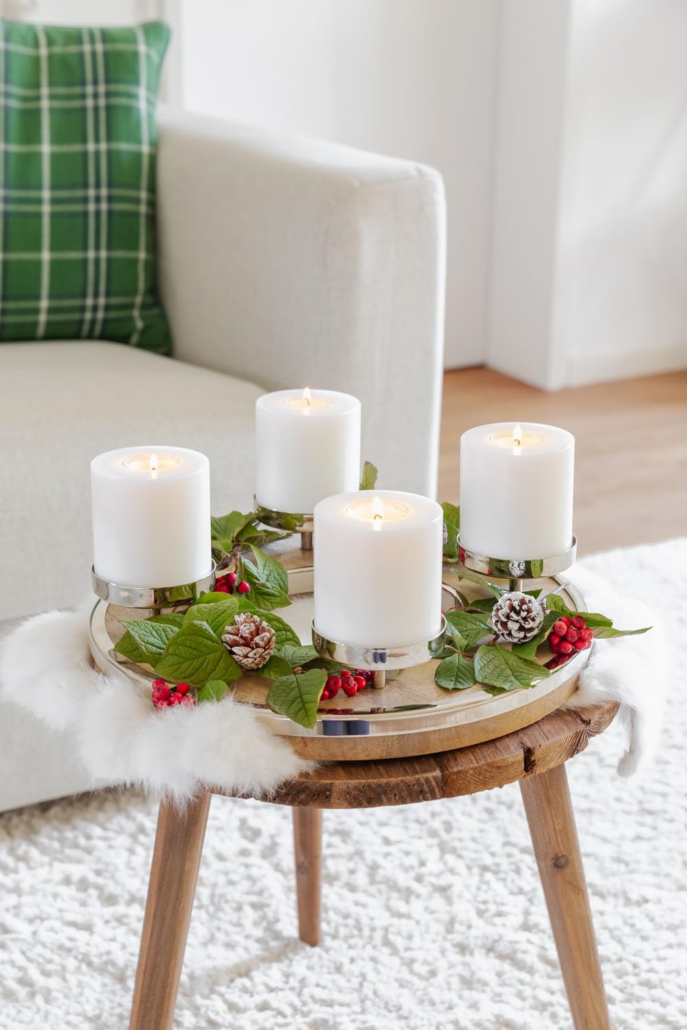 edzard-milano-jale-adventskranz-36-cm-mangoholz-edelstahl image 2