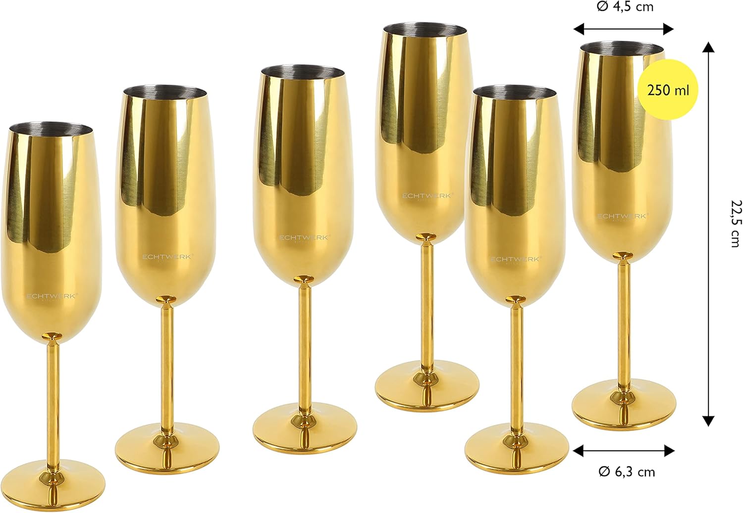 echtwerk-wine-dining-sektkelche-edelstahl-6-tlg-250-ml-silber image 7