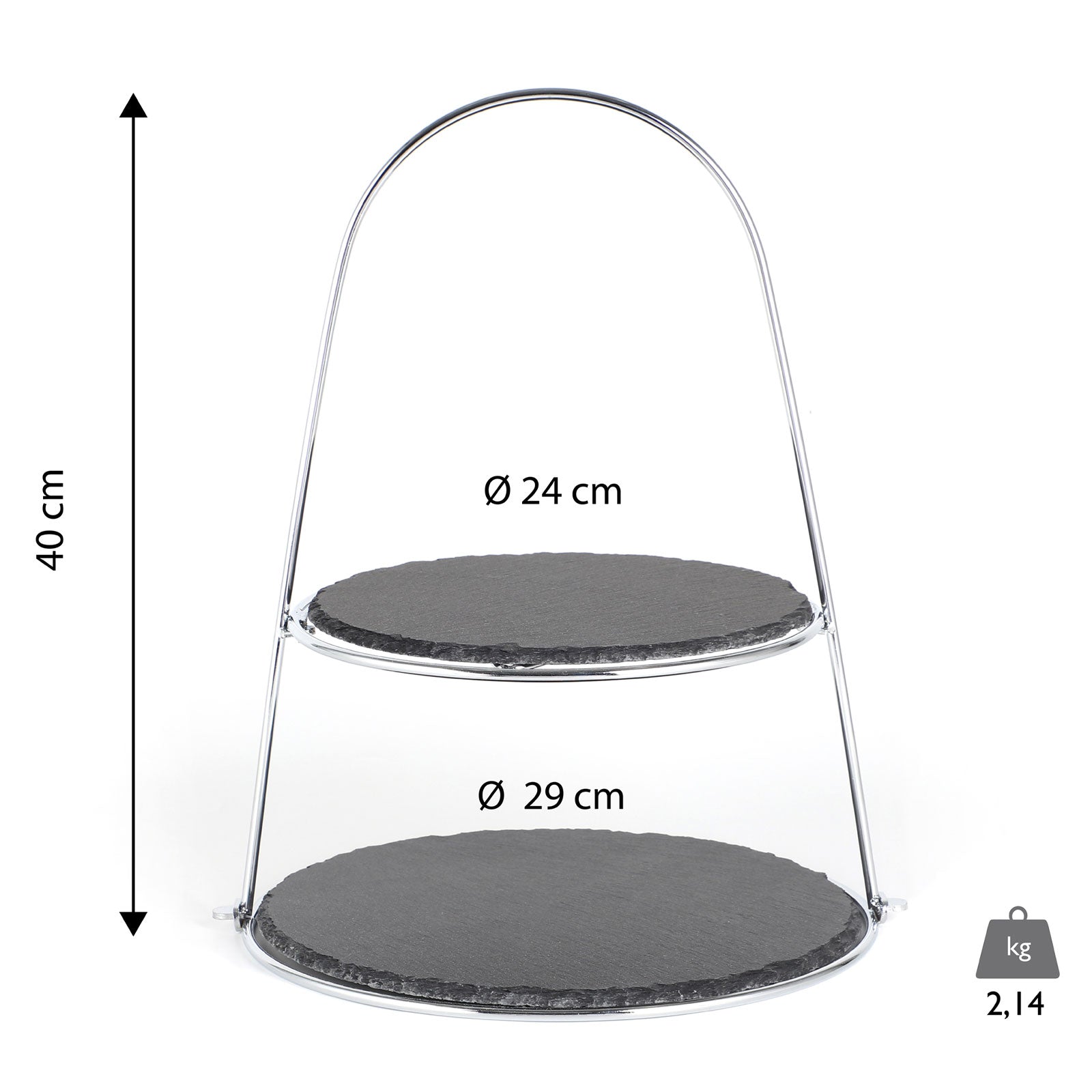 echtwerk-geschirr-etagere-schiefer-2-st-ckig-silber-25-30-cm image 2