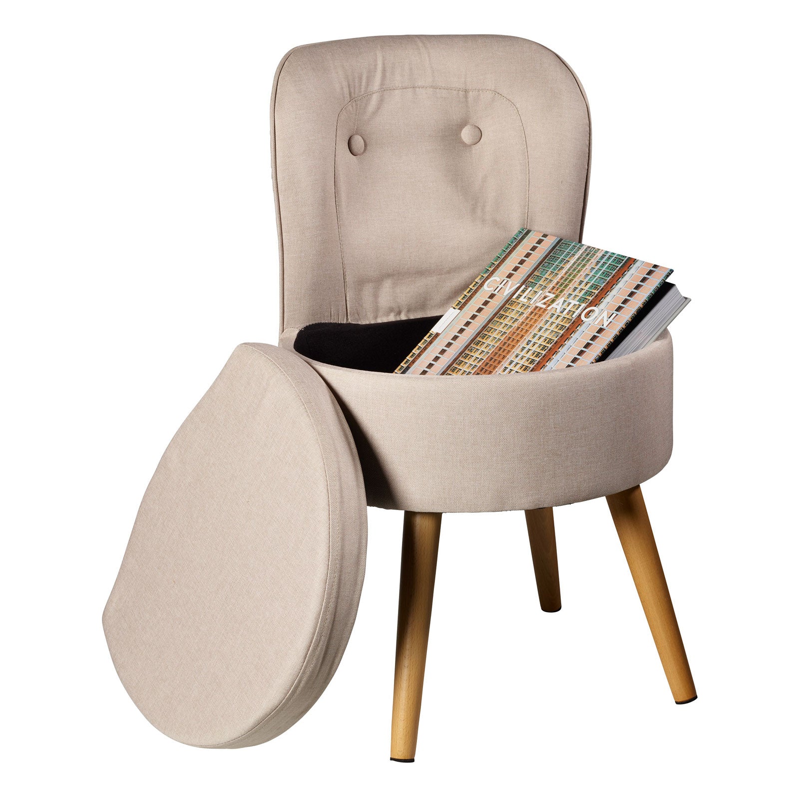 echtwerk-vince-sessel-creme-polstersessel-mit-stauraum-schaumstoff image 2