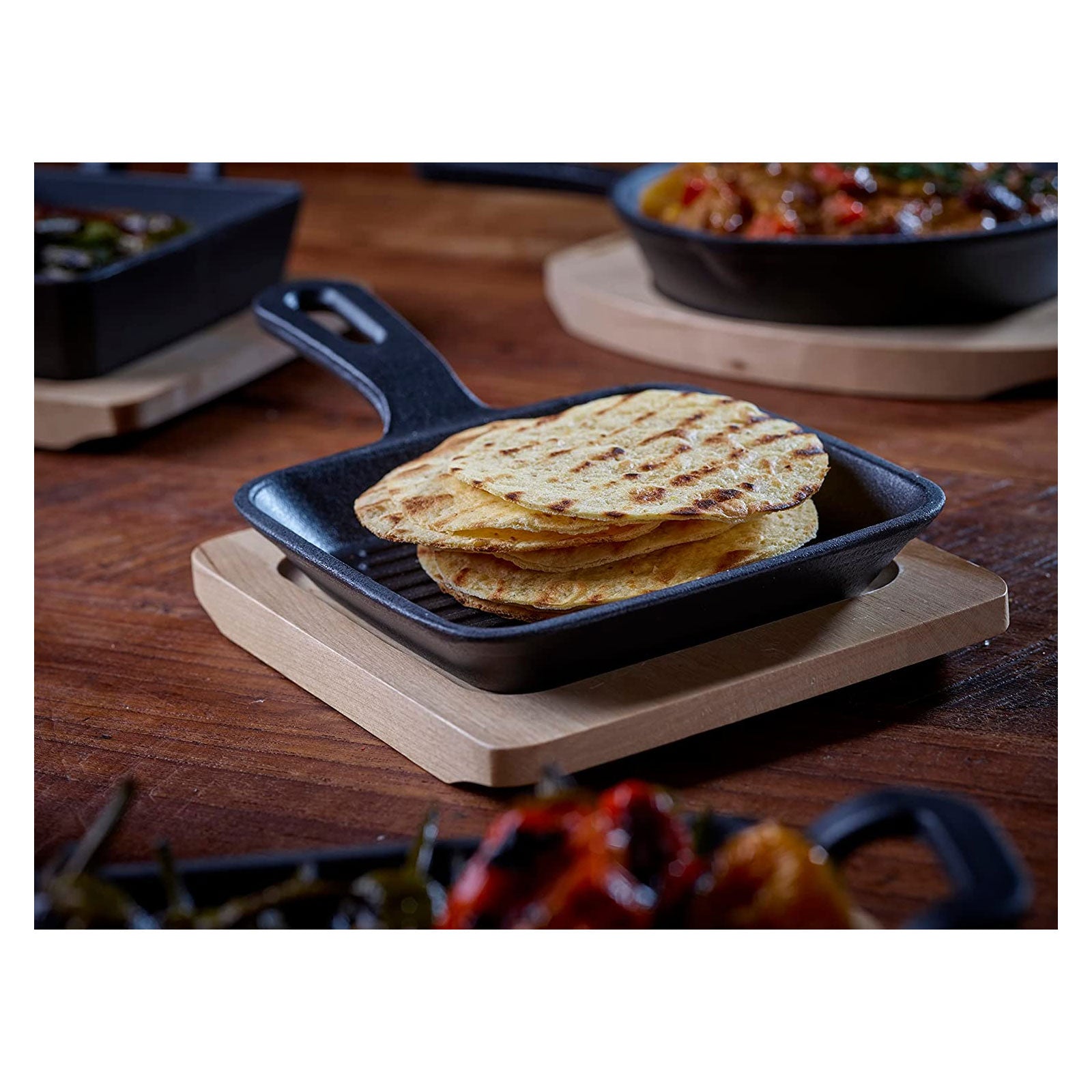 echtwerk-bbq-servierpfanne-gusseisen-13-6cm-1-tlg-brett image 4