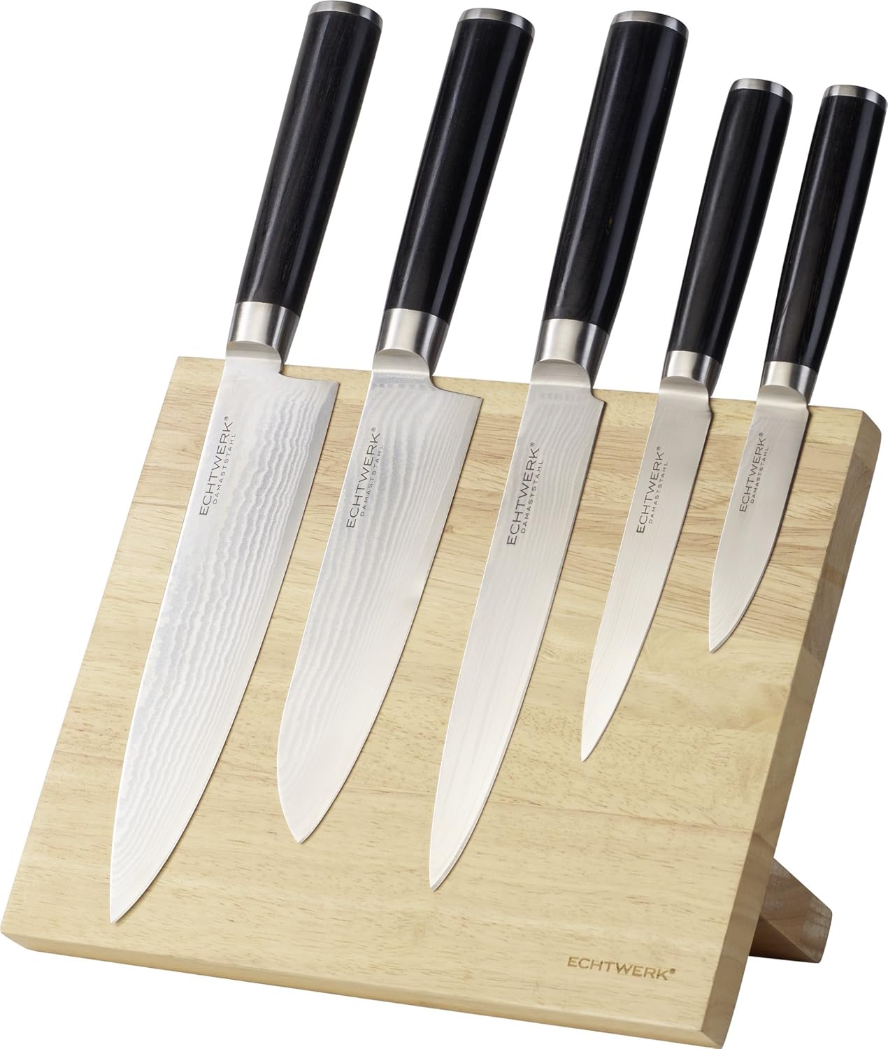 echtwerk-k-chenmesser-damastmesser-set-6tlg-braun-magnetblock image 5