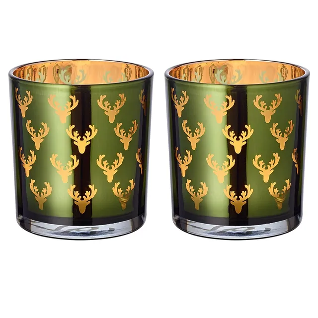 edzard-fancy-teelichtglas-dirk-2er-gr-n-gold-hirsch-8-cm image 1