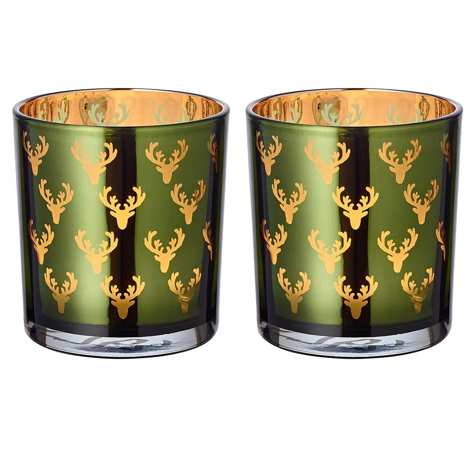 edzard-fancy-teelichtglas-dirk-2er-gr-n-gold-hirsch-8-cm image 1