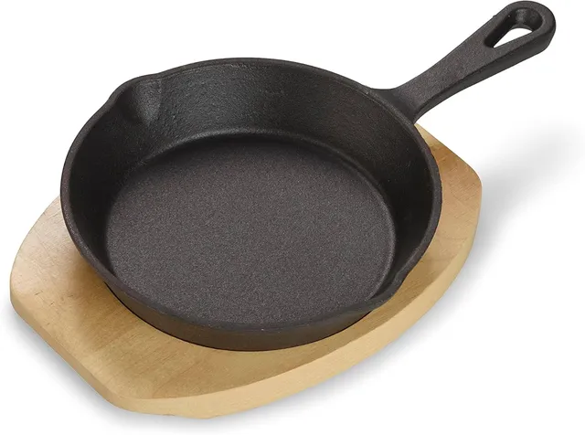 echtwerk-servierpfanne-gusseisen-15-8-cm-1-tlg-mit-brett image 1