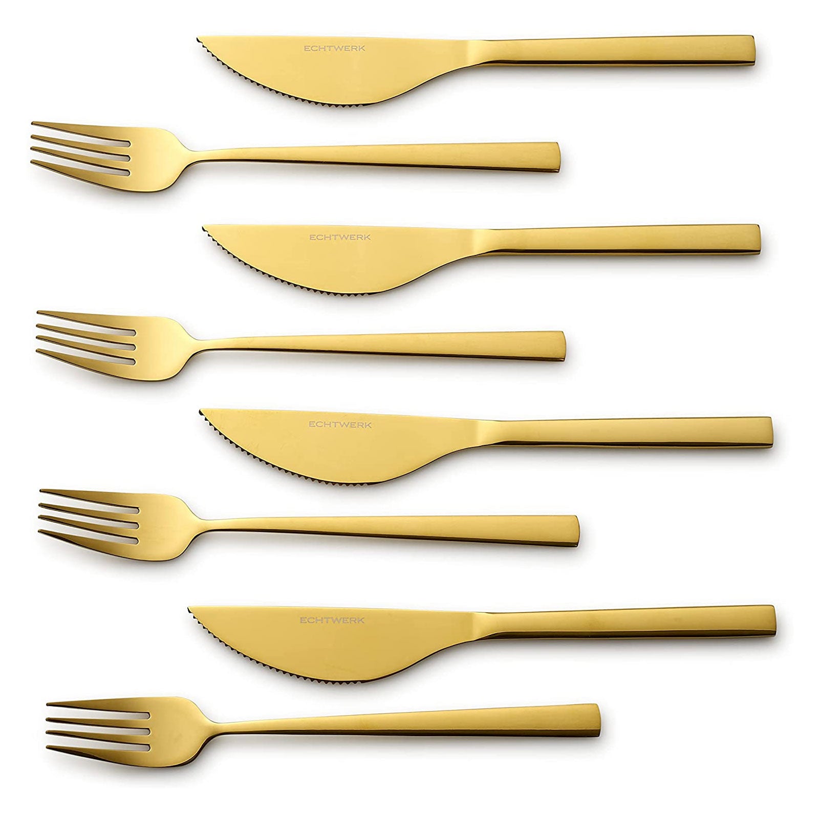 echtwerk-pizzabesteck-set-8tlg-steakbesteck-silber-gl-nzend-edelstahl image 2