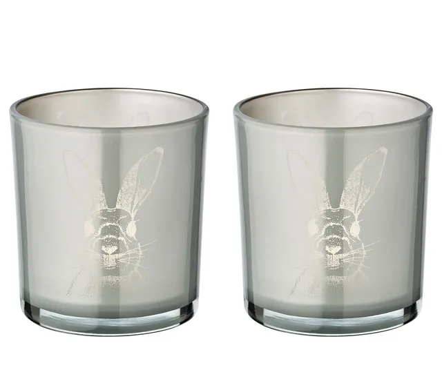 edzard-fancy-teelichtglas-hase-2er-set-grau-8-cm image 1