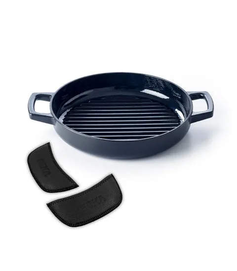 beka-nori-grillpfanne-gusseisen-mit-ledergriff-2-teiliges-set image 1