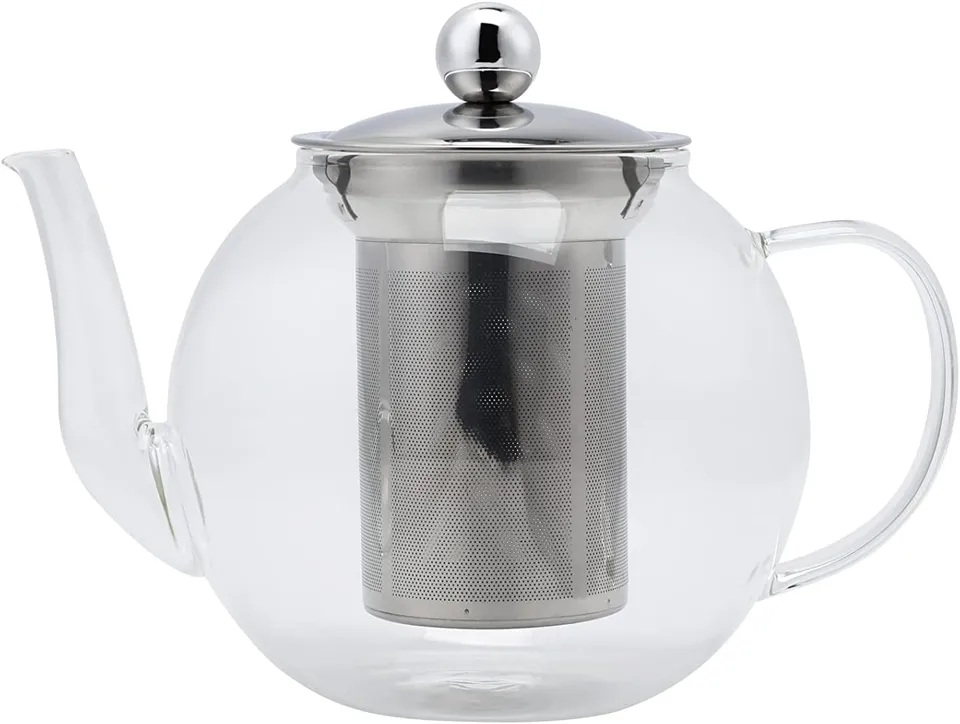 echtwerk-kaffee-teewelt-teekanne-glas-silber-mit-sieb image 1