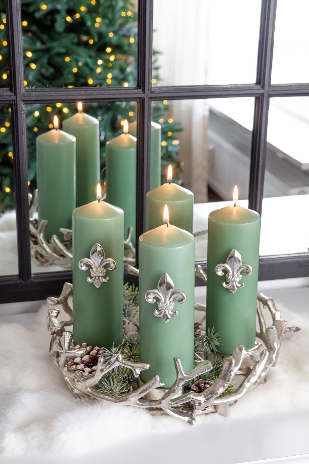 edzard-milano-porus-adventskranz-30-cm-silber-aluminium image 3