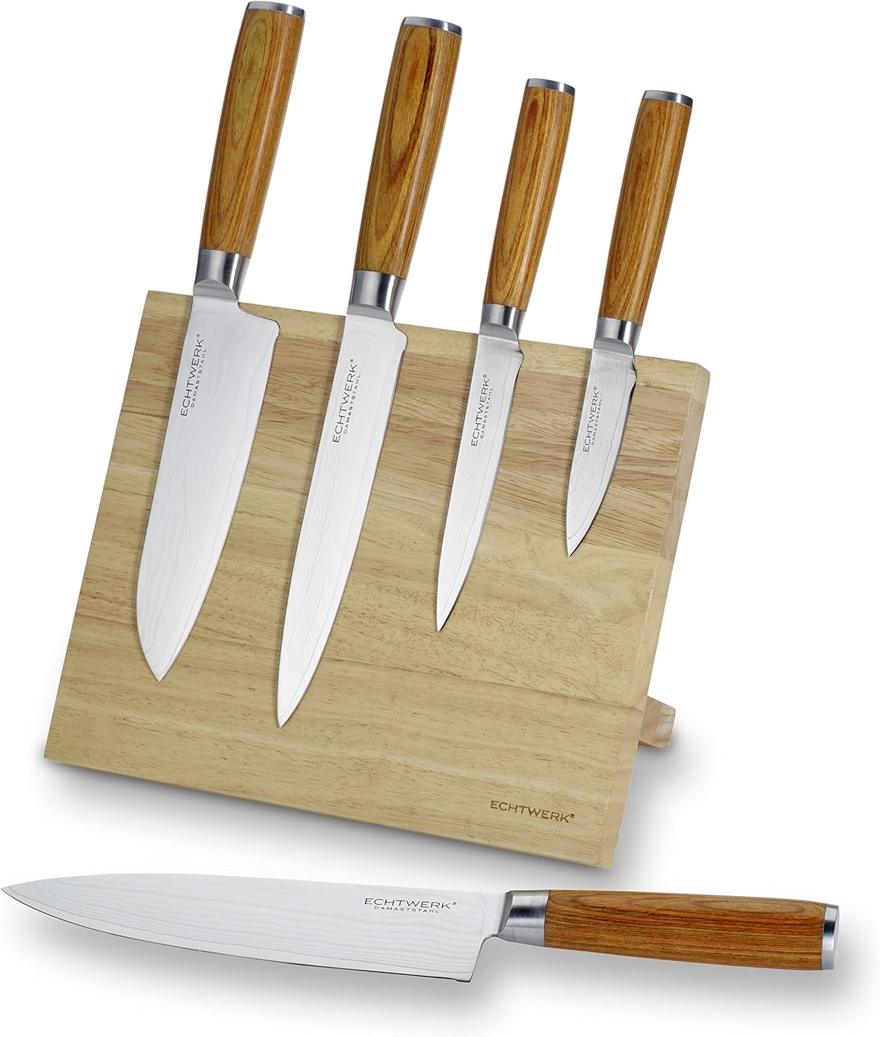 echtwerk-k-chenmesser-damastmesser-set-6tlg-braun-magnetblock image 2