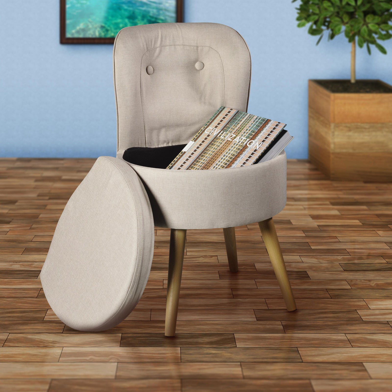 echtwerk-vince-sessel-creme-polstersessel-mit-stauraum-schaumstoff image 7