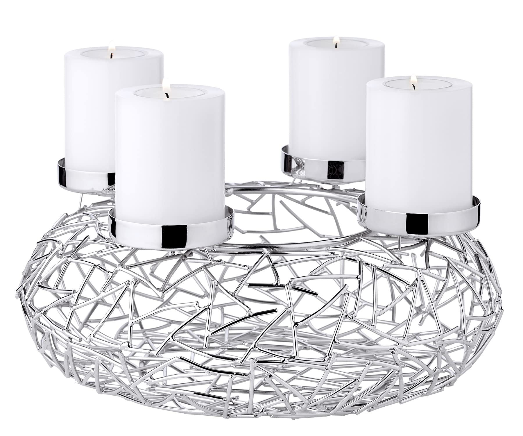 edzard-milano-adventskranz-28-cm-edelstahl-silber-f-r-stumpenkerzen image 1