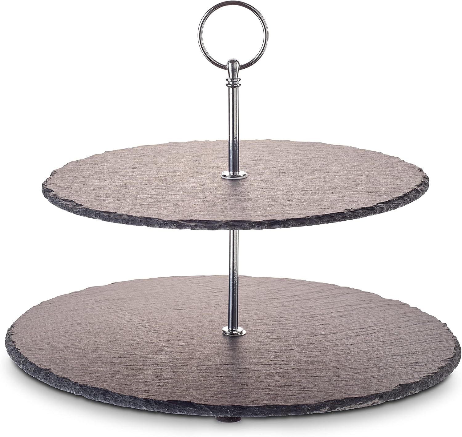 echtwerk-geschirr-etagere-2-st-ckig-schiefer-25-30-cm-silber image 1