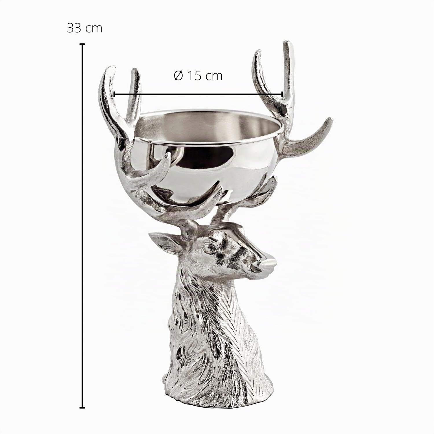 edzard-richard-schale-33-cm-aluminium-hirschkopf-silber-optik image 5