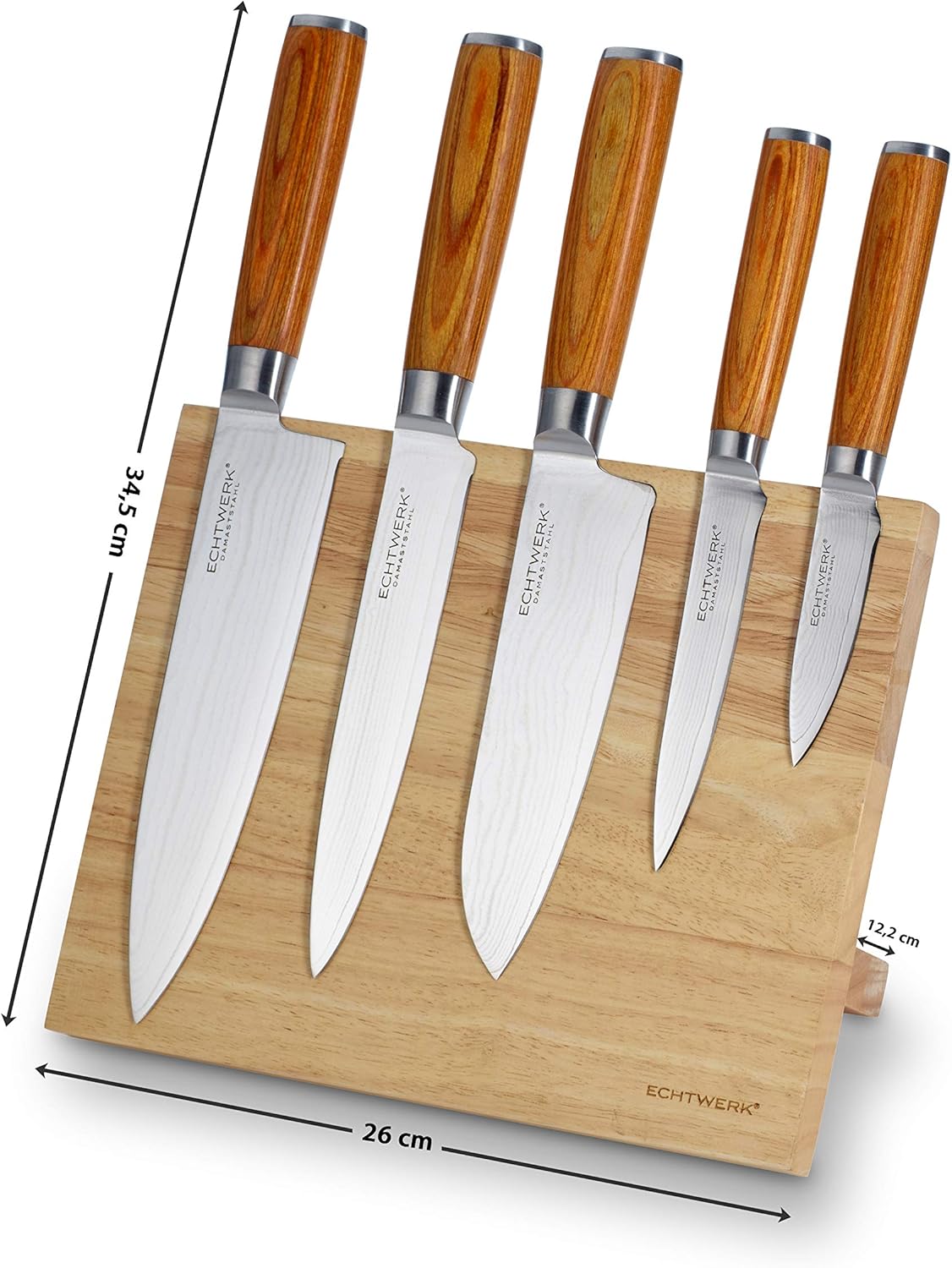echtwerk-k-chenmesser-damastmesser-set-6tlg-braun-magnetblock image 3