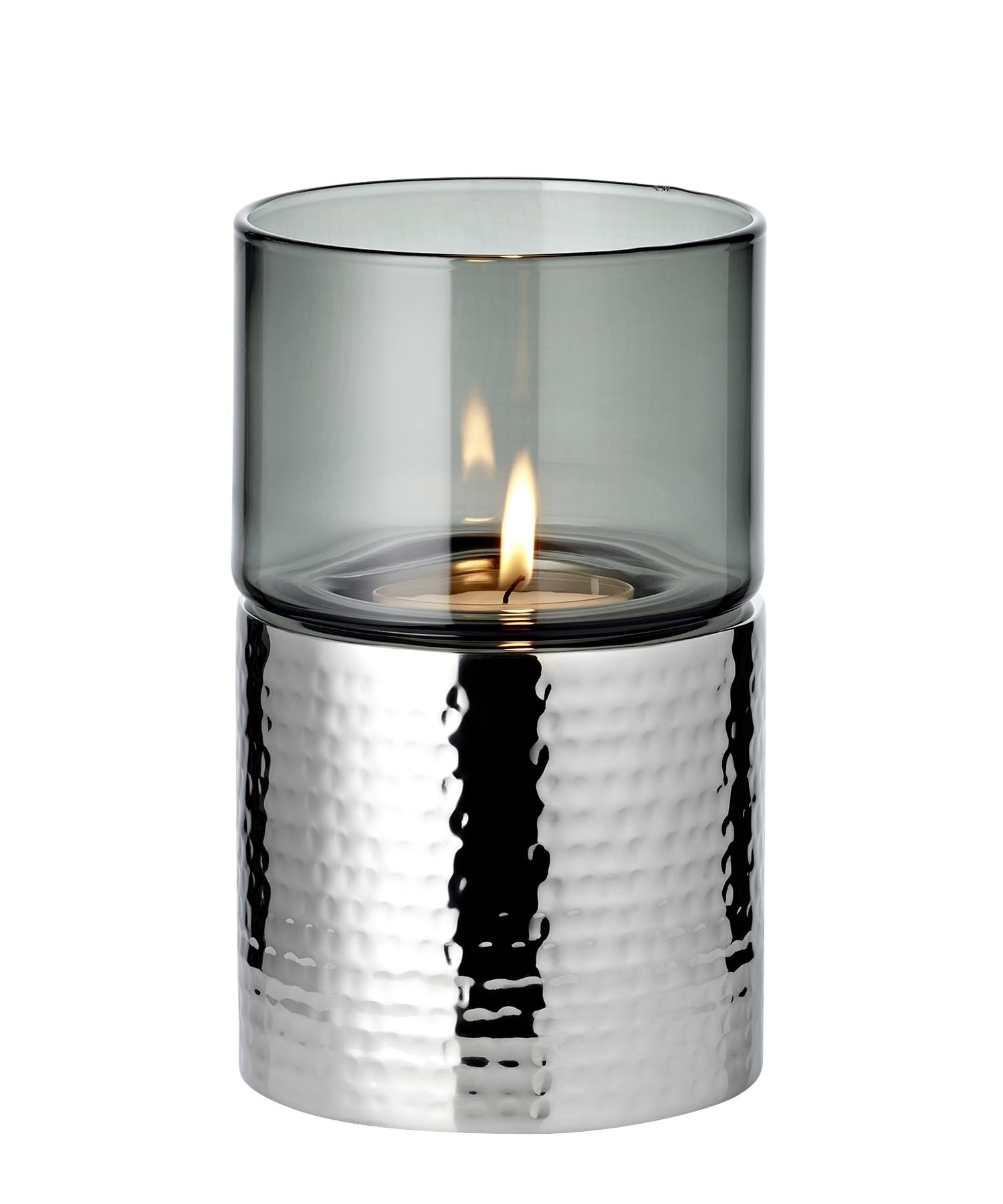 edzard-cosmo-windlicht-glas-edelstahl-geh-mmert-18-cm-2-teilig image 1