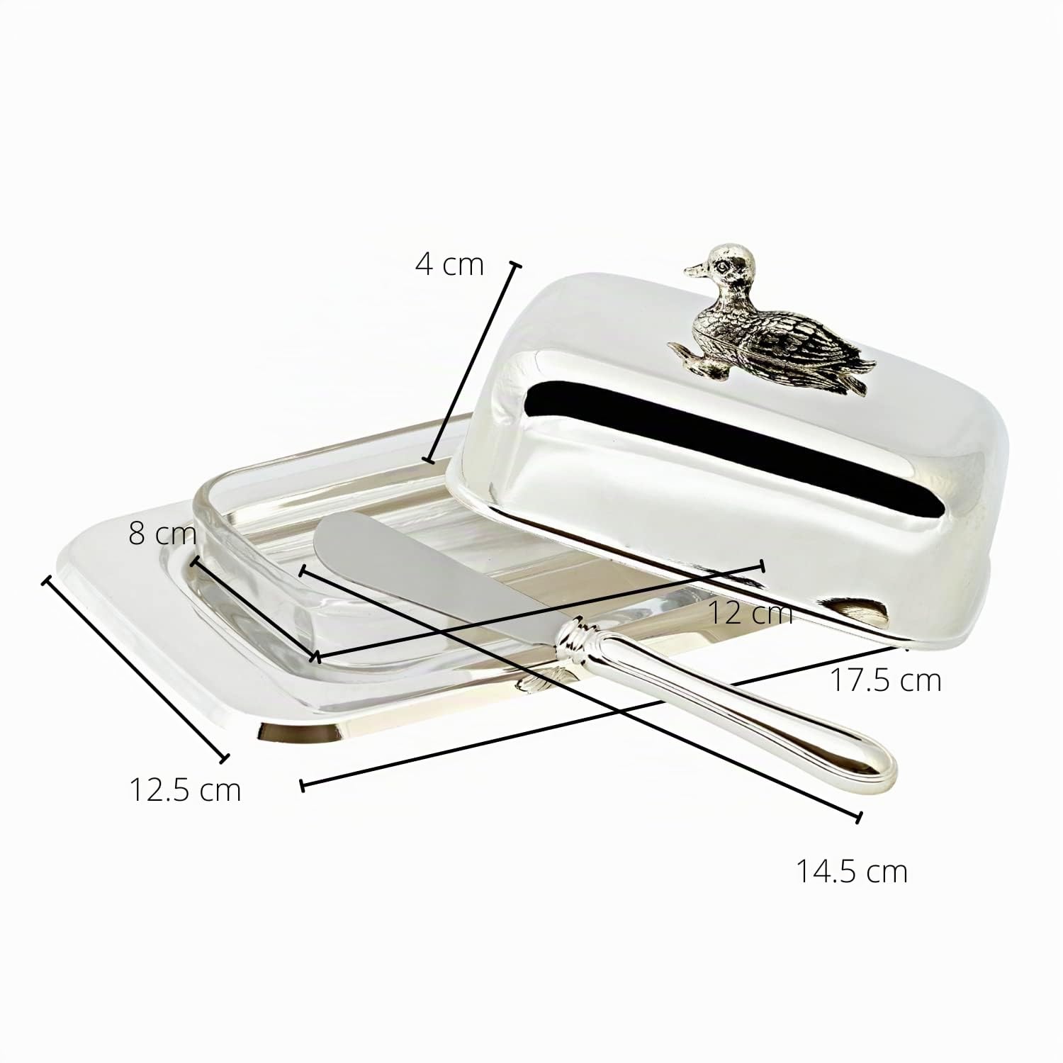 edzard-madrid-butterdose-ente-versilbert-18-cm-messer image 3