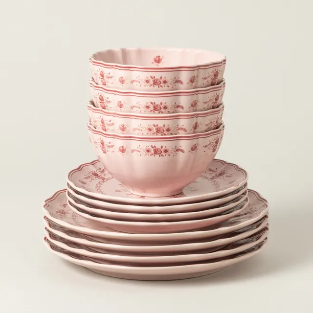 costa-nova-vila-geschirrset-12-tlg-rosa-rot-mit-schale image 1
