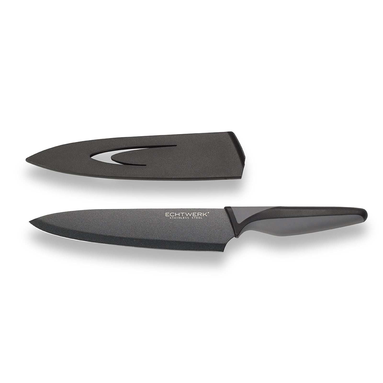 echtwerk-blacksteel-kochmesser-20cm-antihaft-klingenschutz image 1