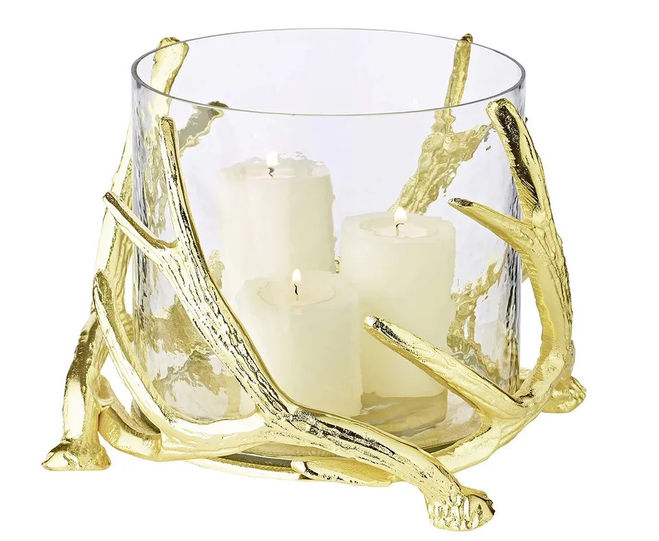 edzard-kingston-windlicht-hirschgeweih-gold-20-cm image 1