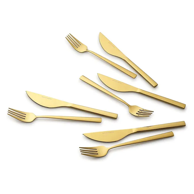 echtwerk-pizzabesteck-set-8tlg-steakbesteck-silber-gl-nzend-edelstahl image 1