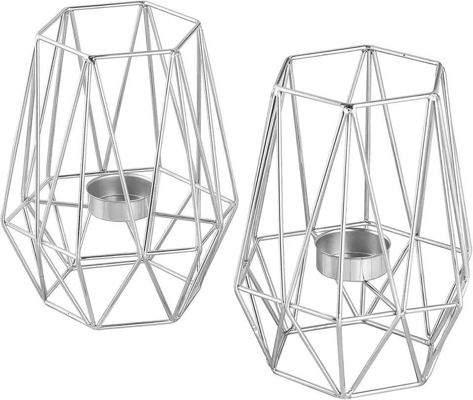 echtwerk-vintage-big-teelichthalter-2-tlg-metall-silber-geometrisch image 1