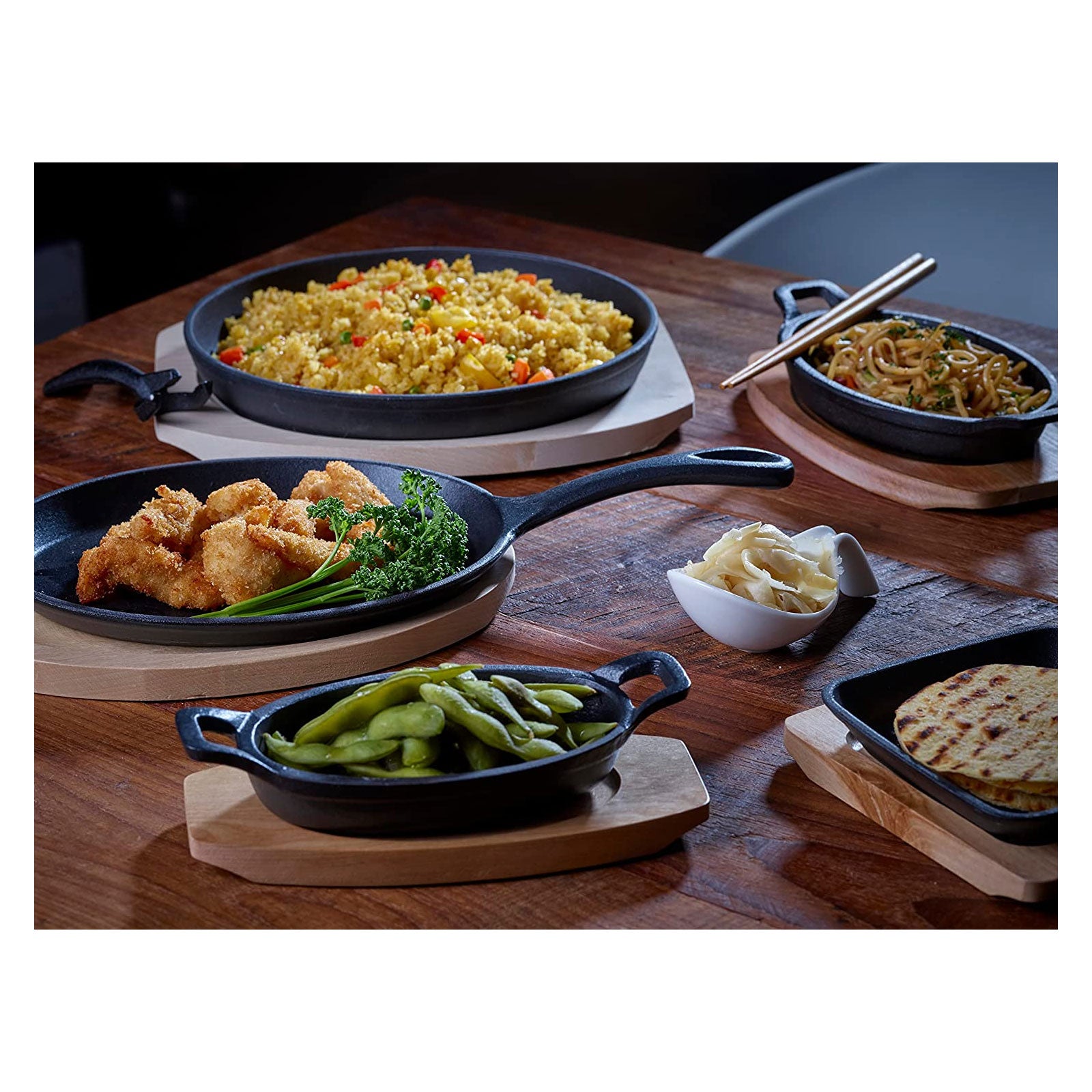 echtwerk-bbq-servierpfanne-gusseisen-25cm-1-tlg-mit-brett image 8