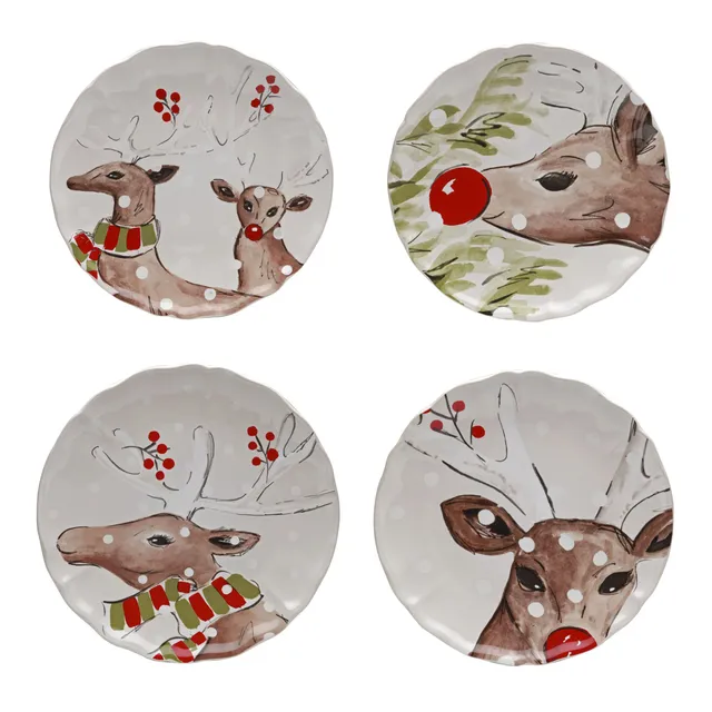 costa-nova-deer-friends-dessertteller-4er-set-wei-steingut-rund image 1