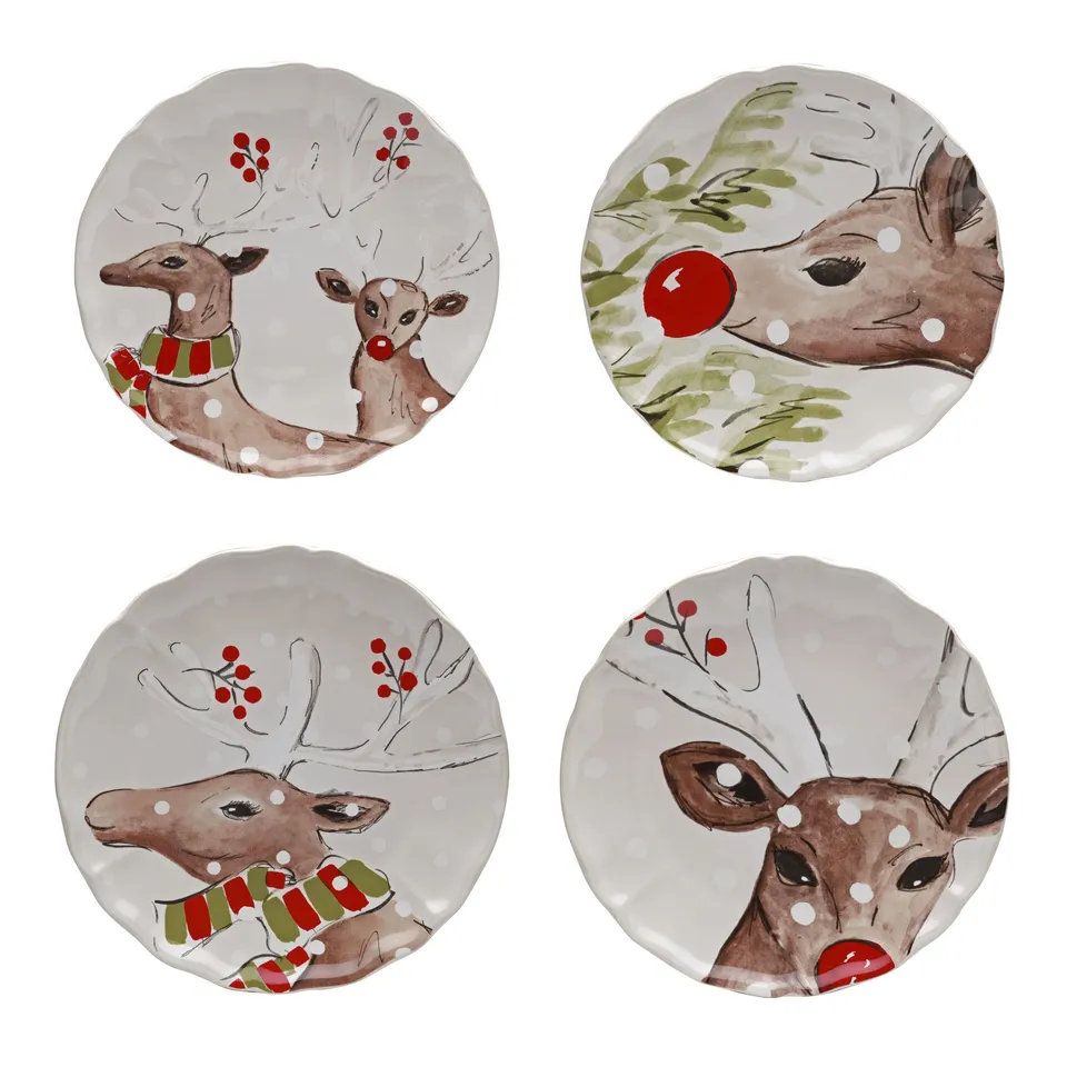 costa-nova-deer-friends-dessertteller-4er-set-wei-steingut-rund image 1