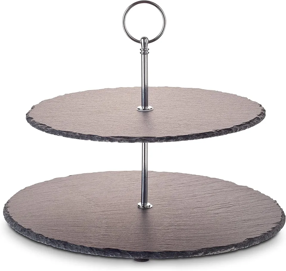 echtwerk-geschirr-etagere-2-st-ckig-schiefer-25-30-cm-silber image 1