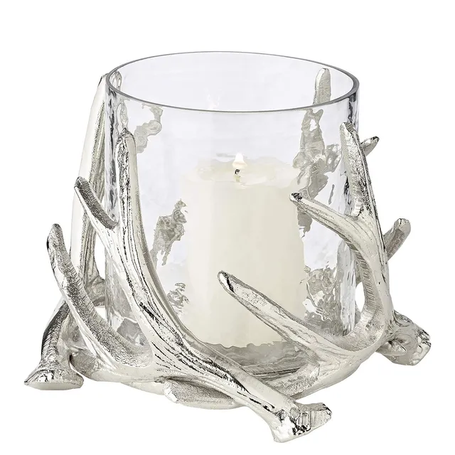 edzard-kingston-windlicht-geweih-glas-h-15-cm-17-cm-vernickelt image 1