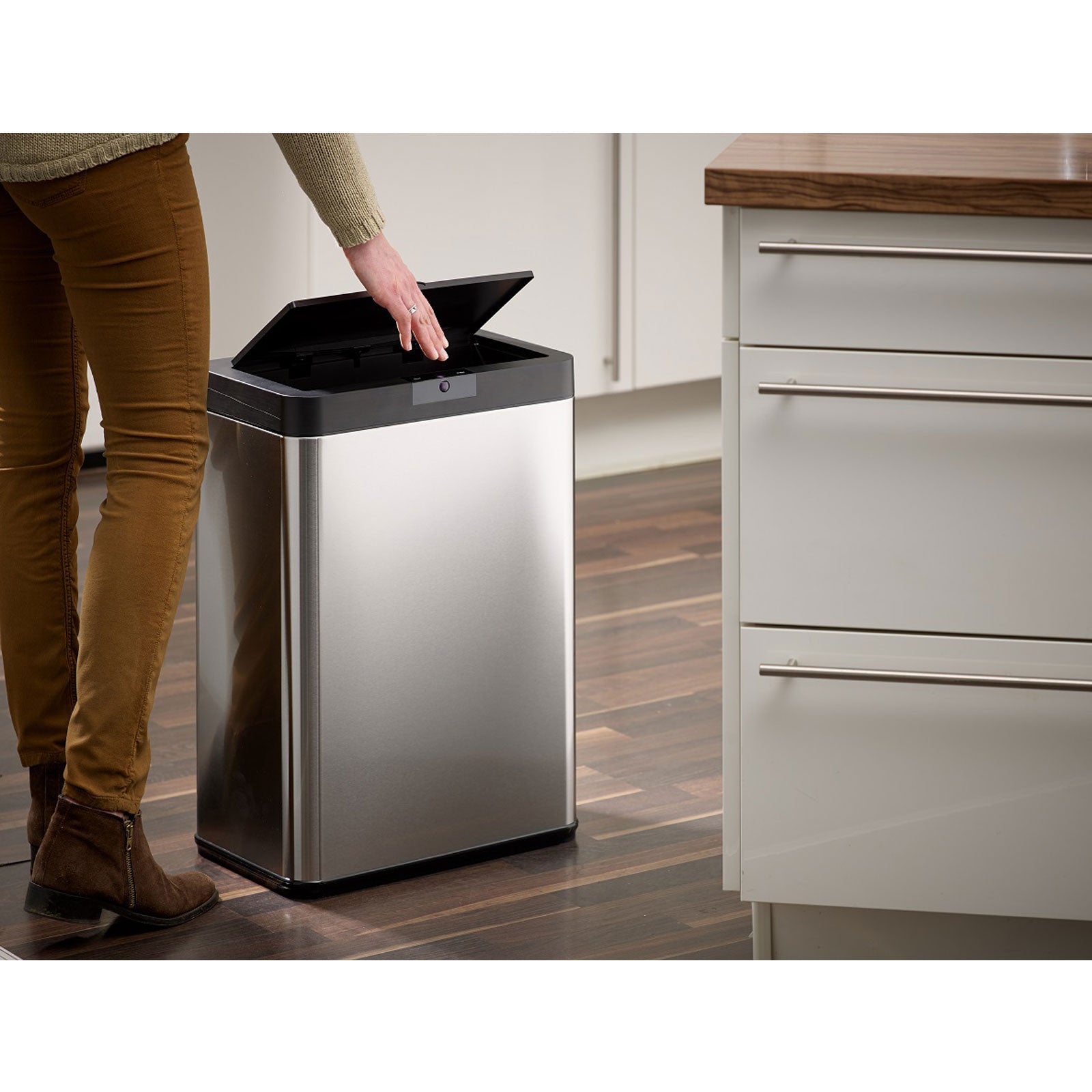 echtwerk-square-abfalleimer-48l-sensor-silber-edelstahl image 3