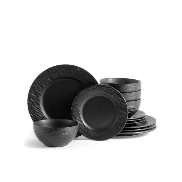 echtwerk-new-modern-tafelservice-schiefer-12-tlg-schwarz-stoneware image 1