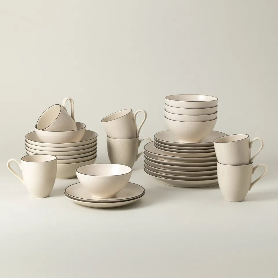 costa-nova-augusta-tafelservice-30-tlg-natural-preto-matt-becher image 1