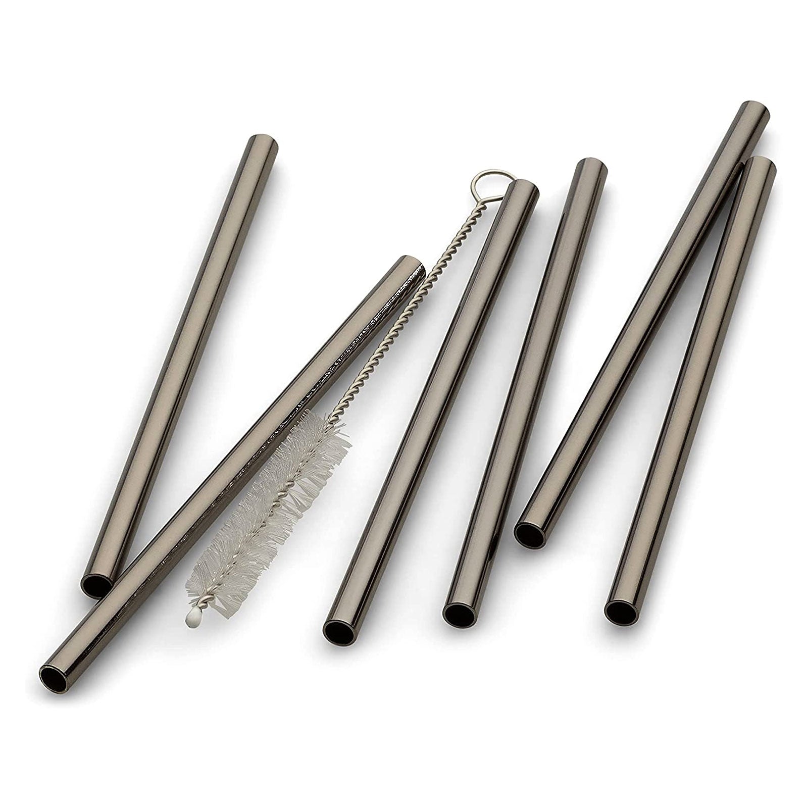 echtwerk-trinkhalme-edelstahl-7-tlg-schwarz-mit-b-rste image 1