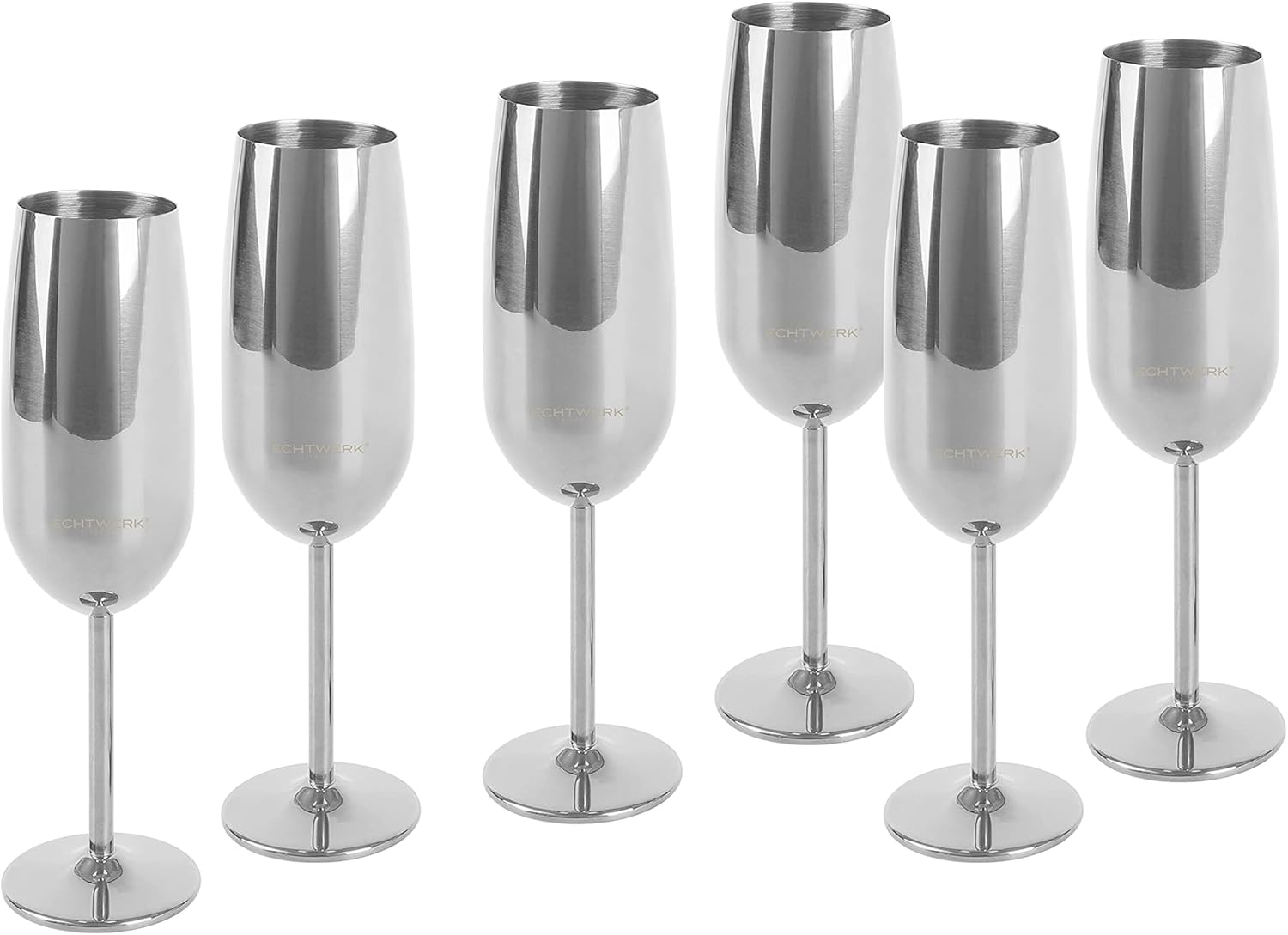 echtwerk-wine-dining-sektkelche-edelstahl-6-tlg-250-ml-silber image 1