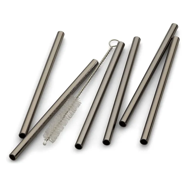 echtwerk-trinkhalme-edelstahl-7-tlg-schwarz-mit-b-rste image 1