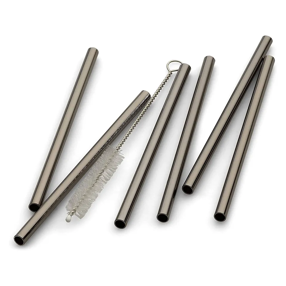 echtwerk-trinkhalme-edelstahl-7-tlg-schwarz-mit-b-rste image 1