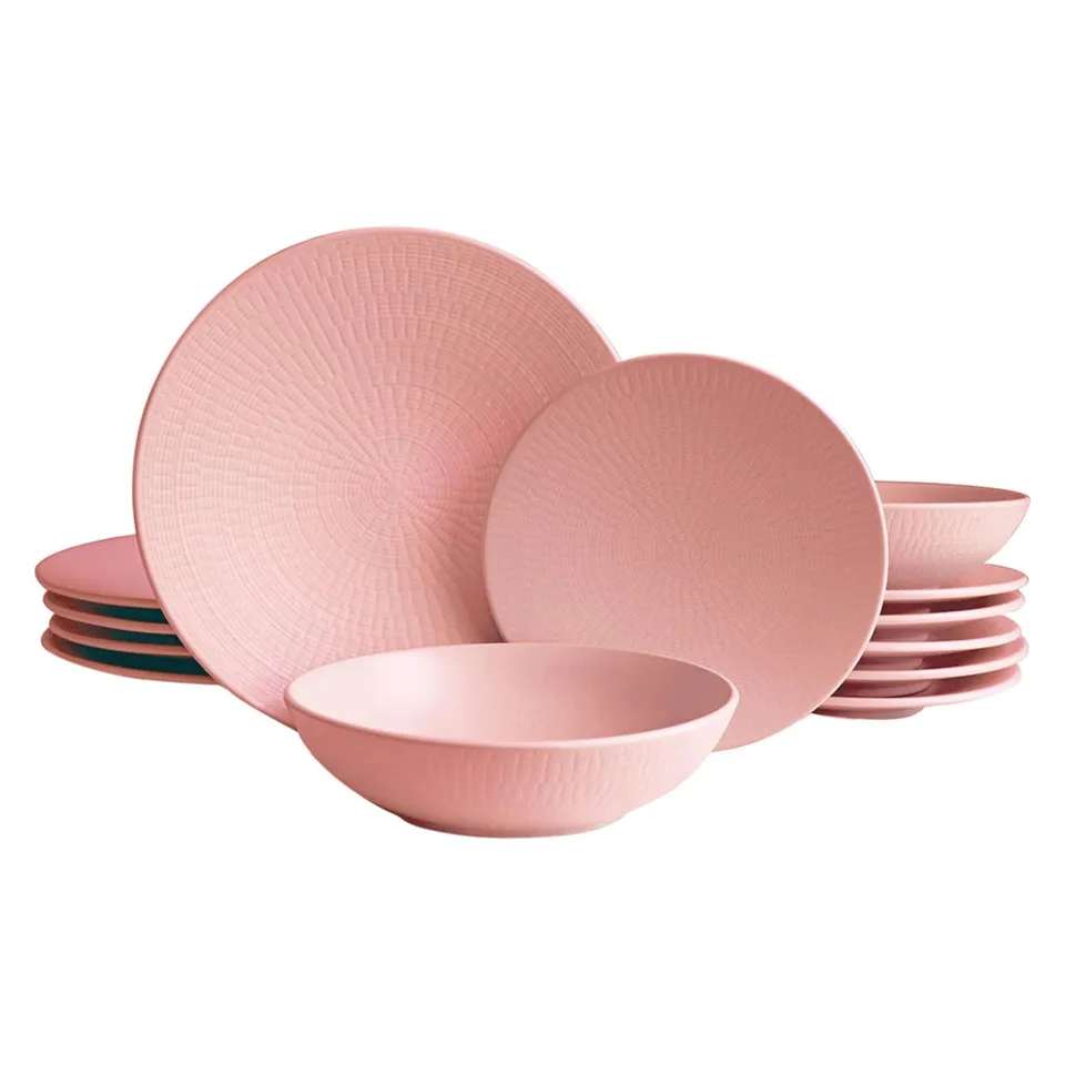 echtwerk-geschirr-tafelservice-blanka-12tlg-stoneware-rosa image 1