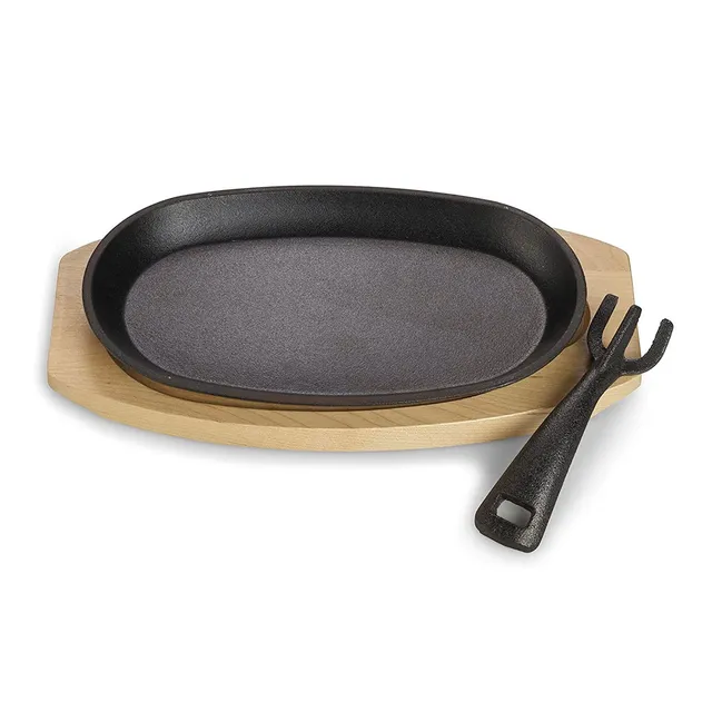 echtwerk-servierpfanne-gusseisen-24x14-cm-mit-brett-1-tlg image 1